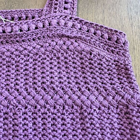 Vince Crochet Chunky Knit Tank Top Lilac Purple Size Medium - Picture 6 of 12